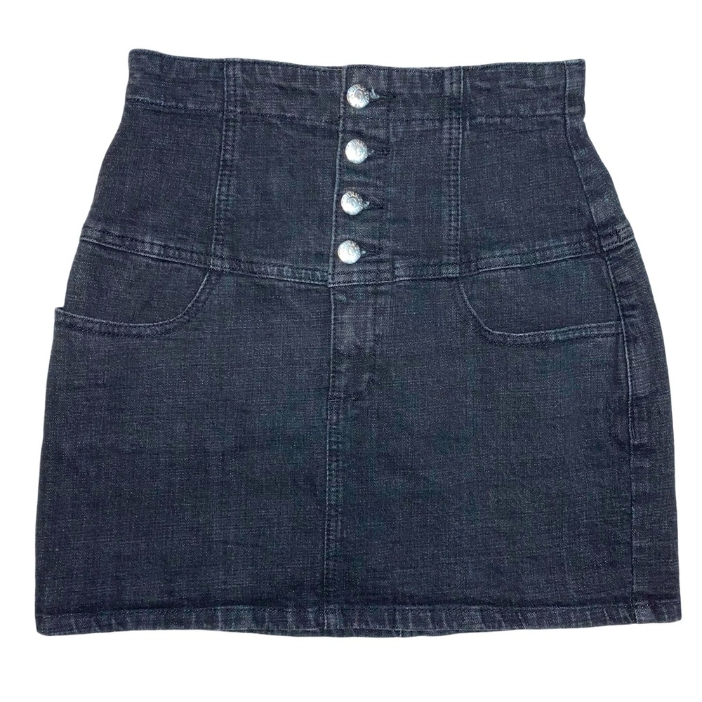Vintage Johnny G High Waist Denim Mini Skirt Y2K Grungy Concert Club Goth Punk